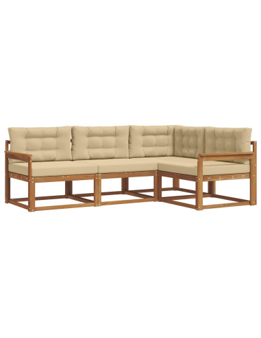 Set di divani da esterno con cuscino 4 pcs Naturale e Beige