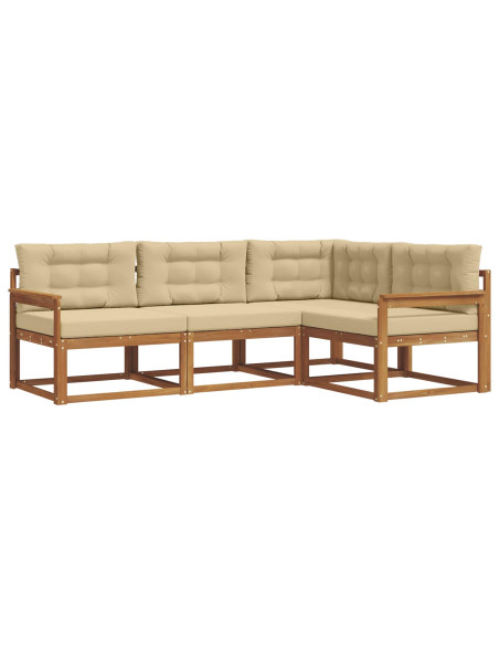 Set di divani da esterno con cuscino 4 pcs Naturale e Beige