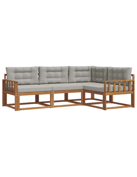 Set di divani da esterno 4 pcs Grigio Naturale e Chiaro