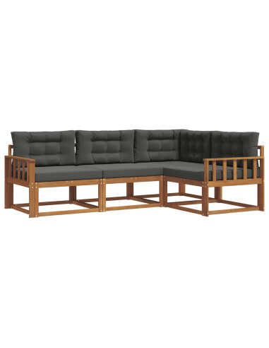 Set di divani da esterno con cuscino 4 pcs Naturale e Antracite