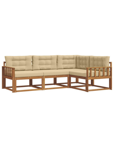 Set di divani da esterno con cuscino 4 pcs Naturale e Beige