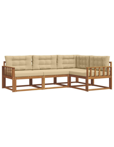 Set di divani da esterno con cuscino 4 pcs Naturale e Beige