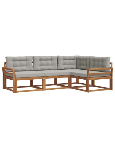 Set di divani da esterno 4 pcs Grigio Naturale e Chiaro