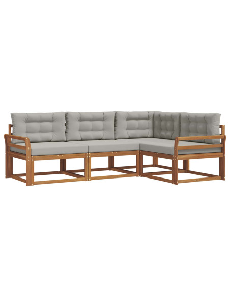Set di divani da esterno 4 pcs Grigio Naturale e Chiaro