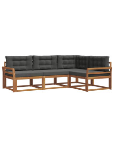 Set di divani da esterno con cuscino 4 pcs Naturale e Antracite 2