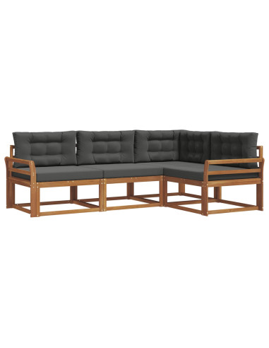Set di divani da esterno con cuscino 4 pcs Naturale e Antracite