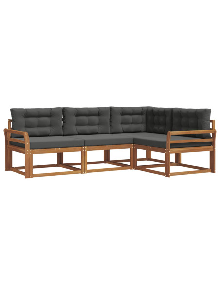 Set di divani da esterno con cuscino 4 pcs Naturale e Antracite