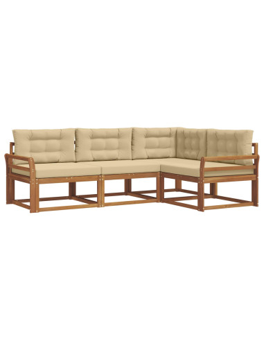 Set di divani da esterno con cuscino 4 pcs Naturale e Beige