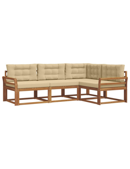 Set di divani da esterno con cuscino 4 pcs Naturale e Beige