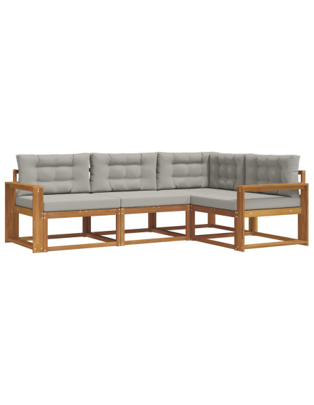 Set di divani da esterno 4 pcs Grigio Naturale e Chiaro
