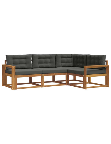 Set di divani da esterno con cuscino 4 pcs Naturale e Antracite