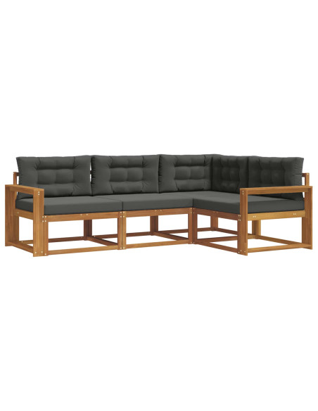 Set di divani da esterno con cuscino 4 pcs Naturale e Antracite