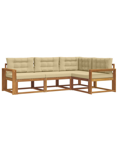 Set di divani da esterno con cuscino 4 pcs Naturale e Beige