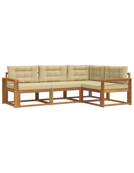 Set di divani da esterno con cuscino 4 pcs Naturale e Beige