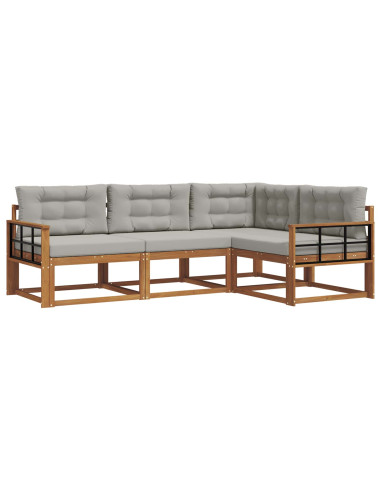 Set di divani da esterno 4 pcs Grigio Naturale e Chiaro