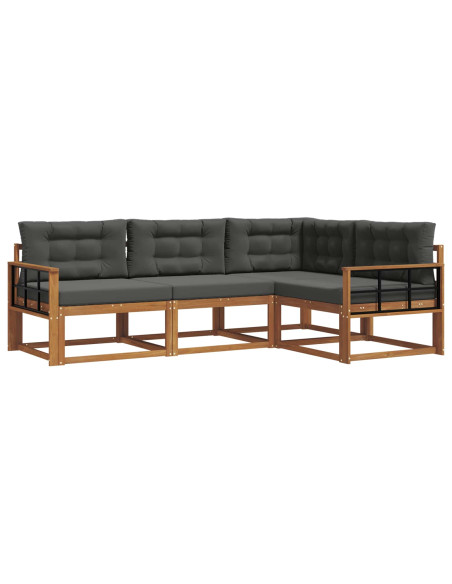 Set di divani da esterno con cuscino 4 pcs Naturale e Antracite