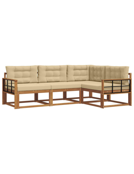 Set di divani da esterno con cuscino 4 pcs Naturale e Beige