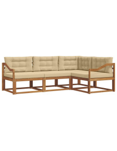 Set di divani da esterno con cuscino 4 pcs Naturale e Beige 2