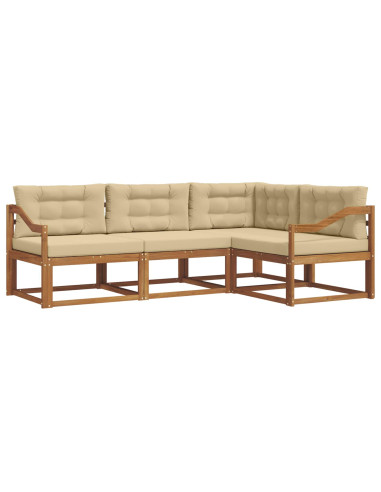 Set di divani da esterno con cuscino 4 pcs Naturale e Beige