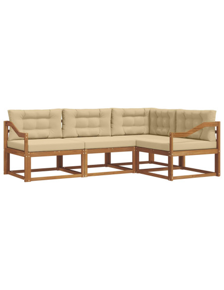 Set di divani da esterno con cuscino 4 pcs Naturale e Beige