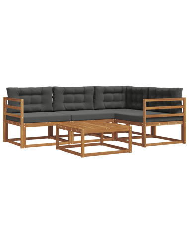 Set di divani da esterno con cuscino 5 pcs Naturale e Antracite