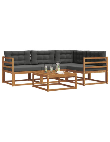 Set di divani da esterno con cuscino 5 pcs Naturale e Antracite