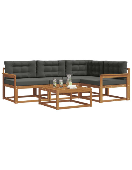 Set di divani da esterno con cuscino 5 pcs Naturale e Antracite