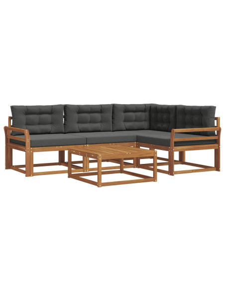 Set di divani da esterno con cuscino 5 pcs Naturale e Antracite
