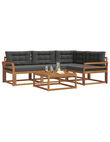 Set di divani da esterno con cuscino 5 pcs Naturale e Antracite