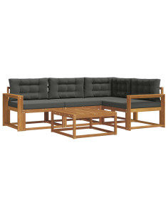 Set di divani da esterno con cuscino 5 pcs Naturale e Antracite 2