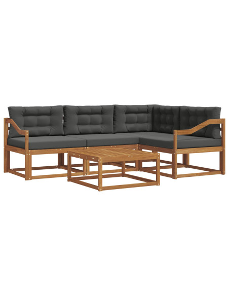 Set di divani da esterno con cuscino 5 pcs Naturale e Antracite