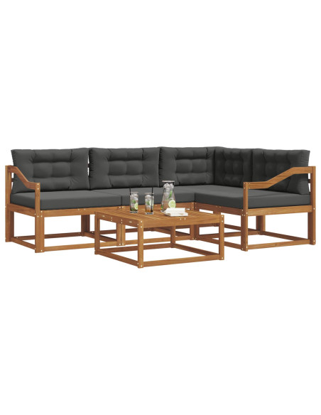 Set di divani da esterno con cuscino 5 pcs Naturale e Antracite