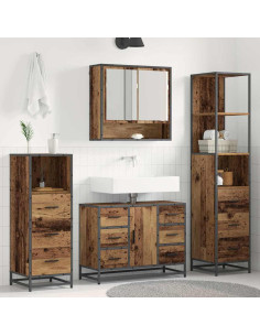 Set di mobili per il bagno 4 pcs Legno vecchio 80 x 33 x 60 cm 2