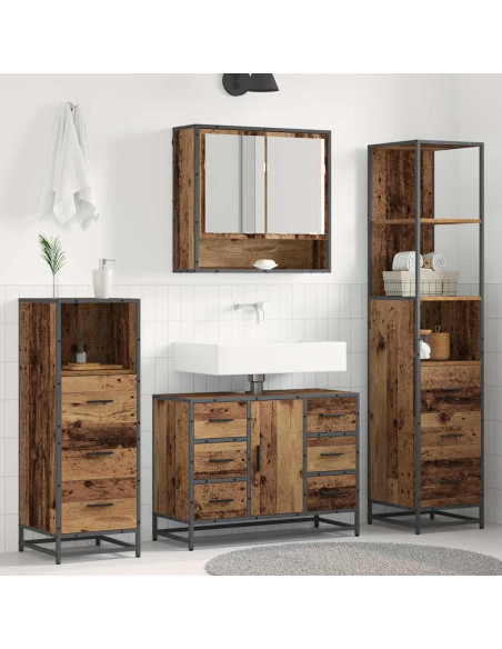 Set di mobili per il bagno 4 pcs Legno vecchio 80 x 33 x 60 cm