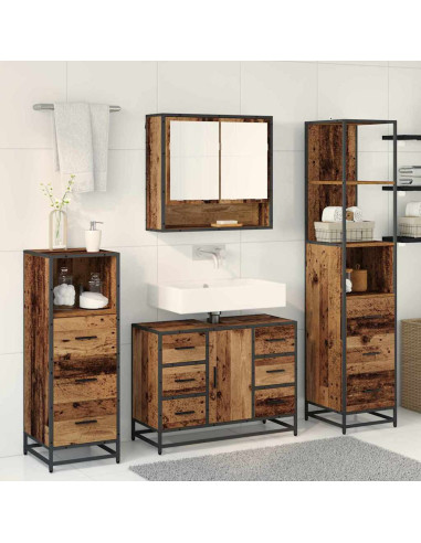 Set di mobili per il bagno 4 pcs Legno vecchio 80 x 33 x 60 cm