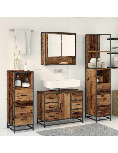 Set di mobili per il bagno 4 pcs Legno vecchio 80 x 33 x 60 cm