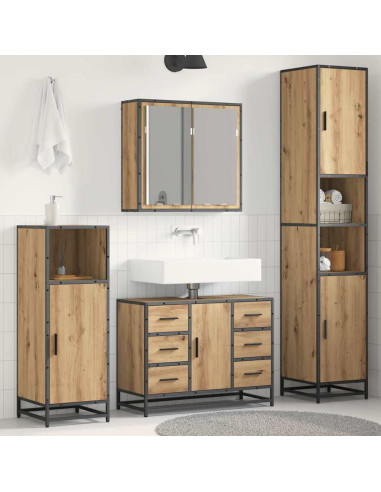 Set di mobili per il bagno con porta 3 pcs rovere artigianale
