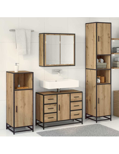 Set di mobili per il bagno con porta 3 pcs rovere artigianale