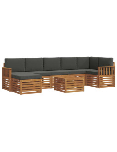 Set divani 8 pcs Naturale e Antracite Legno di Acacia Massello 2