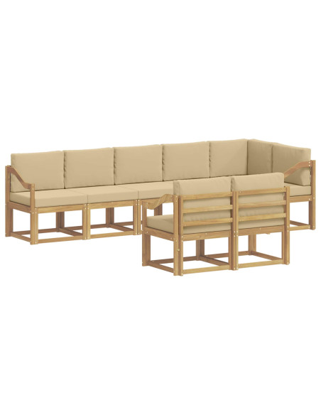 Set di divani da esterno 8 pcs Bianco e Beige Poliestere