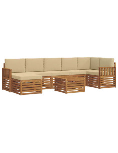 Set divani 8 pcs Naturale e Beige Legno di Acacia Massello 2