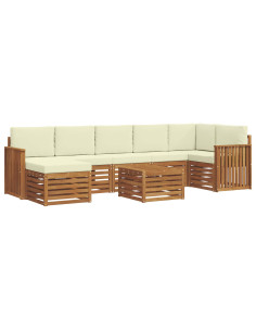 Set divani 8 pcs Naturale e Crema Legno di Acacia Massello 2