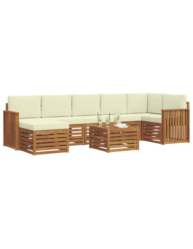 Set divani 8 pcs Naturale e Crema Legno di Acacia Massello
