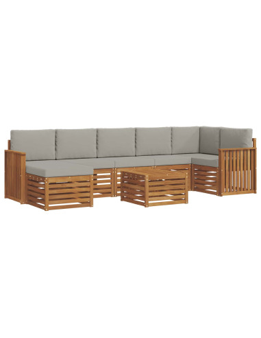 Set divani con cuscino 8 pcs Grigio Naturale e Chiaro