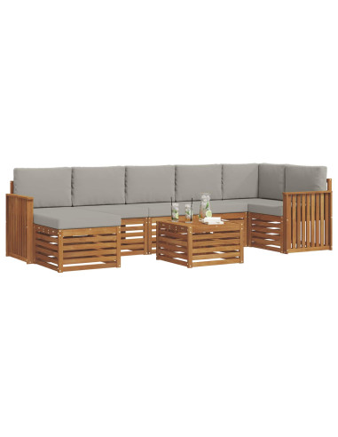 Set divani con cuscino 8 pcs Grigio Naturale e Chiaro