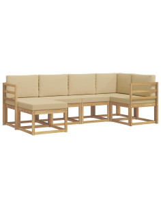Set di divani da esterno 6 pcs Bianco e Beige Poliestere 2