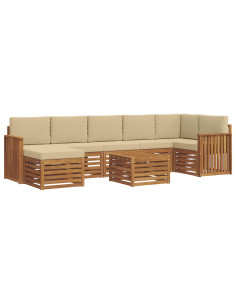 Set divani 8 pcs Naturale e Beige Legno di Acacia Massello 2