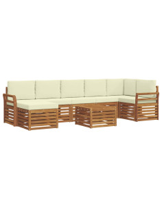 Set divani 8 pcs Naturale e Crema Legno di Acacia Massello 2