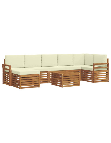 Set divani 8 pcs Naturale e Crema Legno di Acacia Massello
