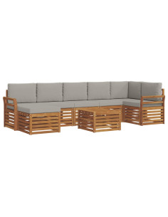Set divani con cuscino 8 pcs Grigio Naturale e Chiaro 2